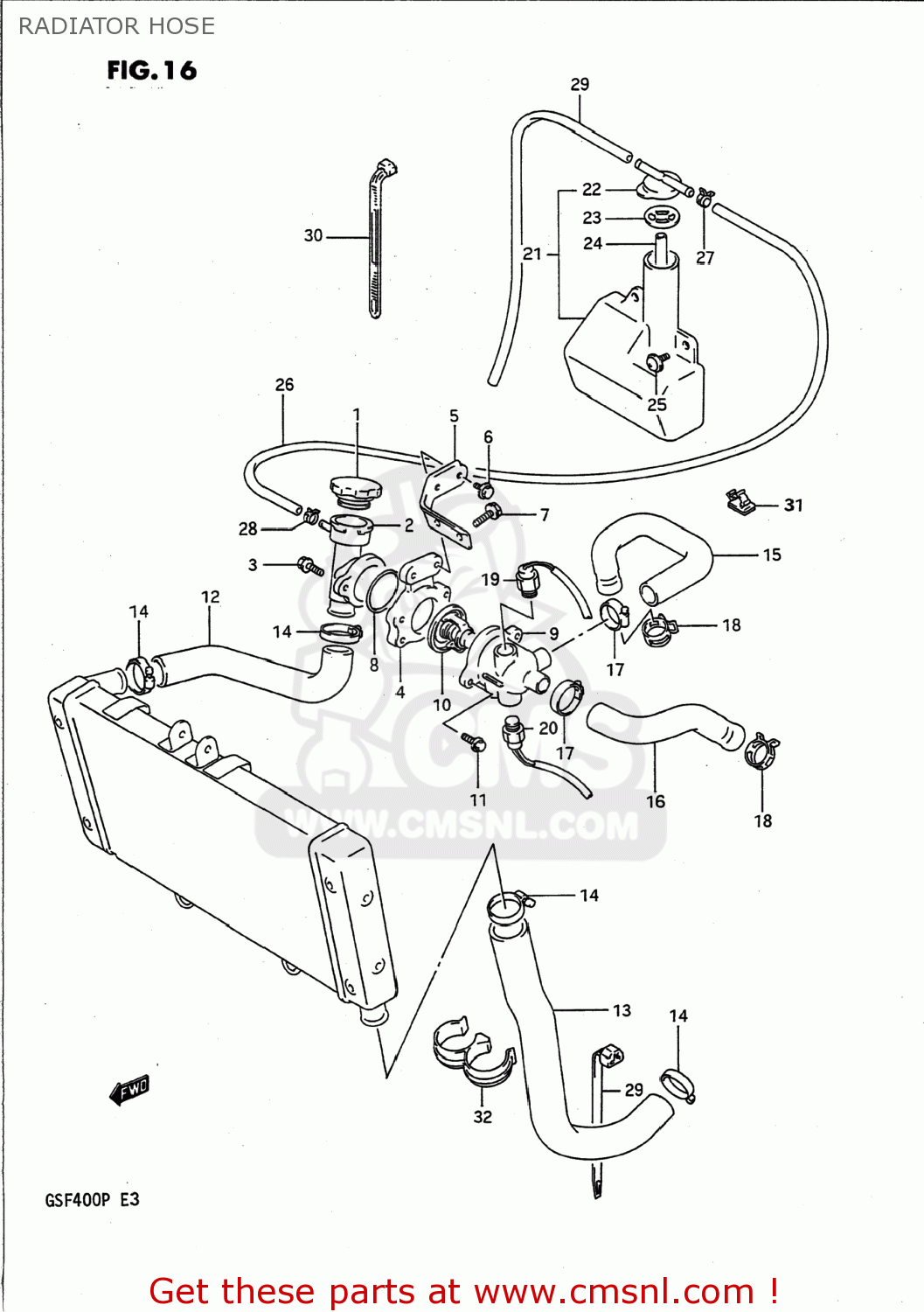 RADIATOR HOSE GSF400 BANDIT 1991 (M) USA (E03)