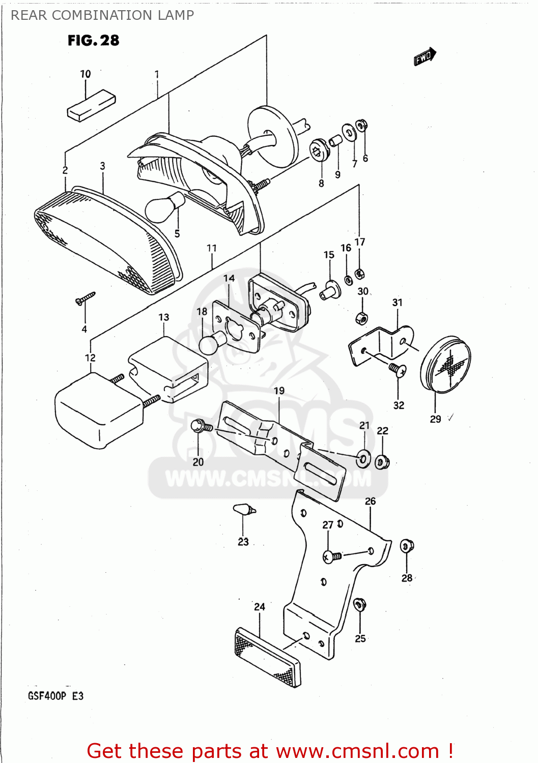 REAR COMBINATION LAMP GSF400 BANDIT 1991 (M) USA (E03)