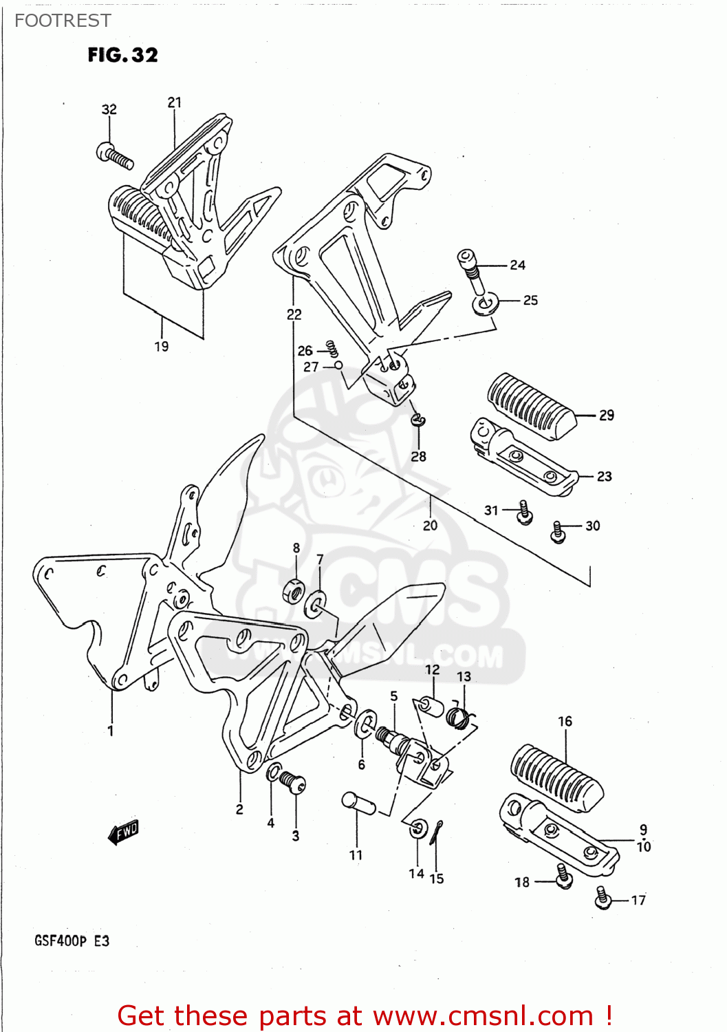 FOOTREST GSF400 BANDIT 1992 (N) USA CALIFORNIA (E03 E33)
