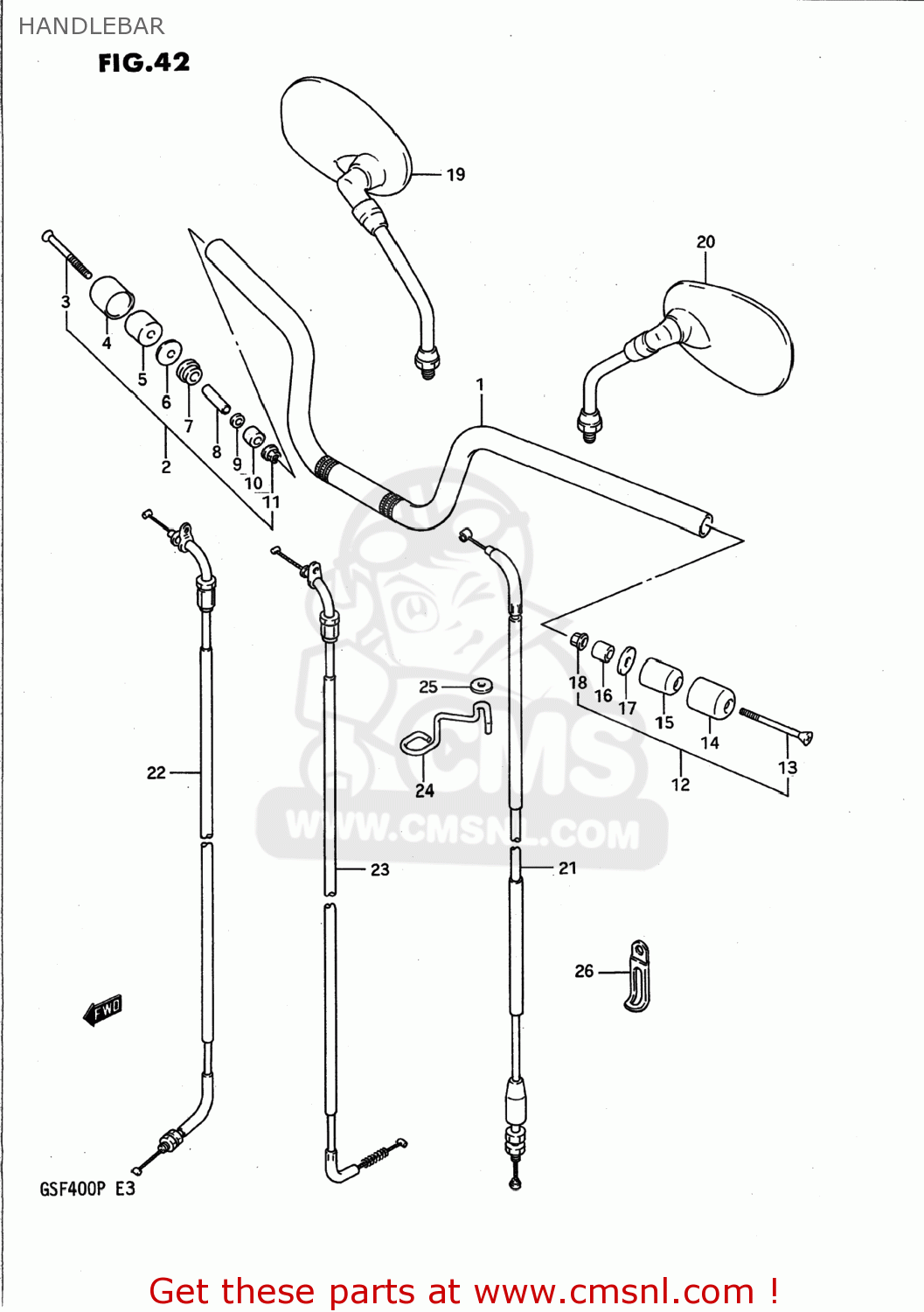 HANDLEBAR GSF400 BANDIT 1992 (N) USA CALIFORNIA (E03 E33)