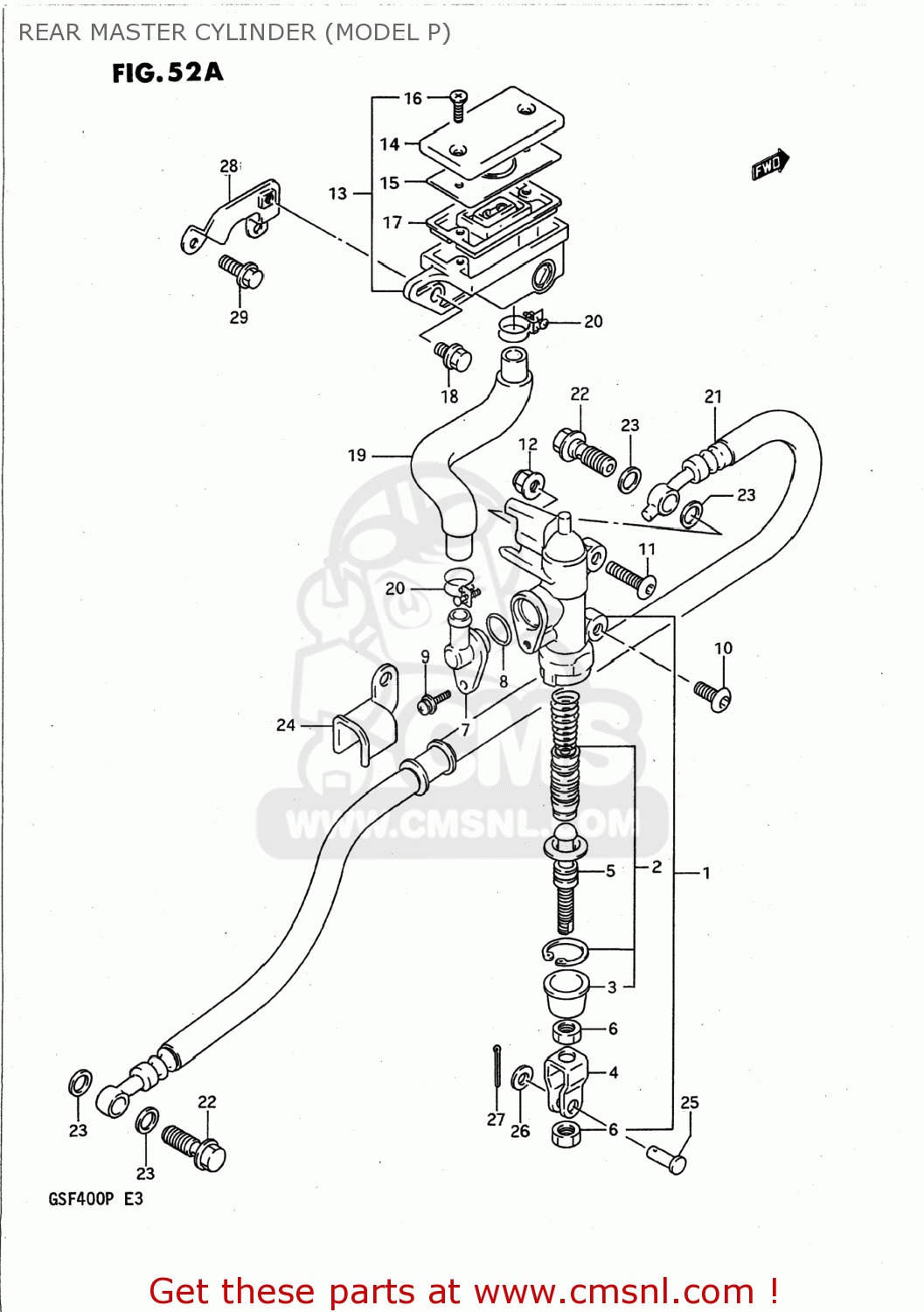 REAR MASTER CYLINDER (MODEL P) GSF400 BANDIT 1992 (N) USA CALIFORNIA (E03 E33)