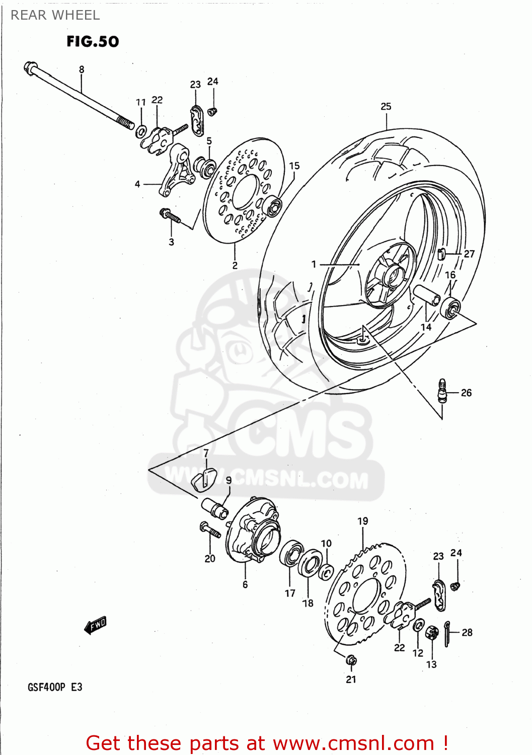 REAR WHEEL GSF400 BANDIT 1992 (N) USA CALIFORNIA (E03 E33)