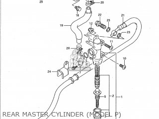 REAR MASTER CYLINDER (MODEL P) - GSF400 BANDIT 1992 (N) USA CALIFORNIA (E03 E33)