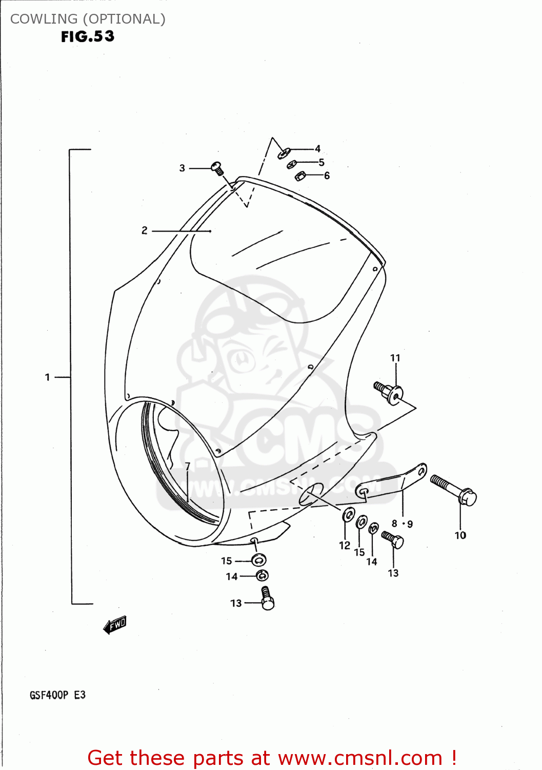 COWLING (OPTIONAL) GSF400 BANDIT 1993 (P) USA CALIFORNIA (E03 E33)