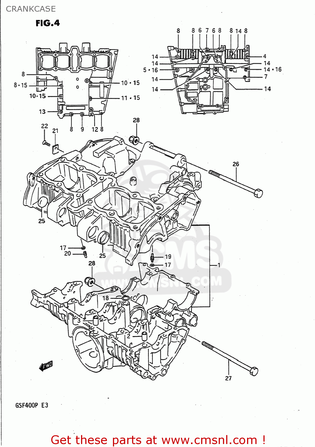 CRANKCASE GSF400 BANDIT 1993 (P) USA CALIFORNIA (E03 E33)