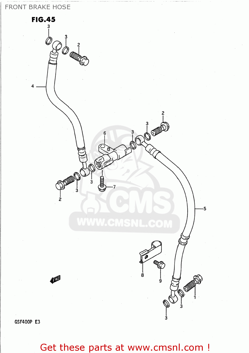 FRONT BRAKE HOSE GSF400 BANDIT 1993 (P) USA CALIFORNIA (E03 E33)