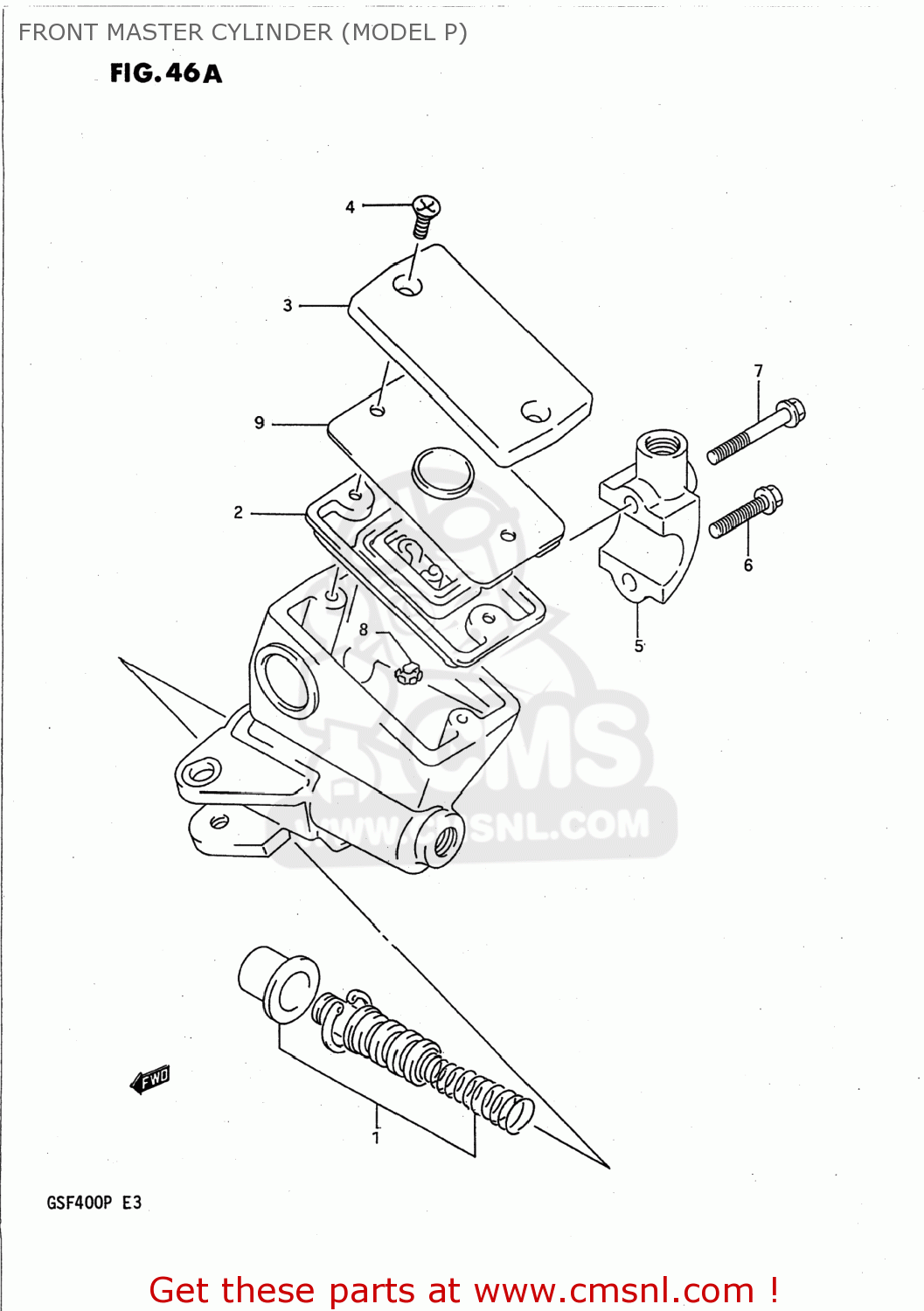 FRONT MASTER CYLINDER (MODEL P) GSF400 BANDIT 1993 (P) USA CALIFORNIA (E03 E33)