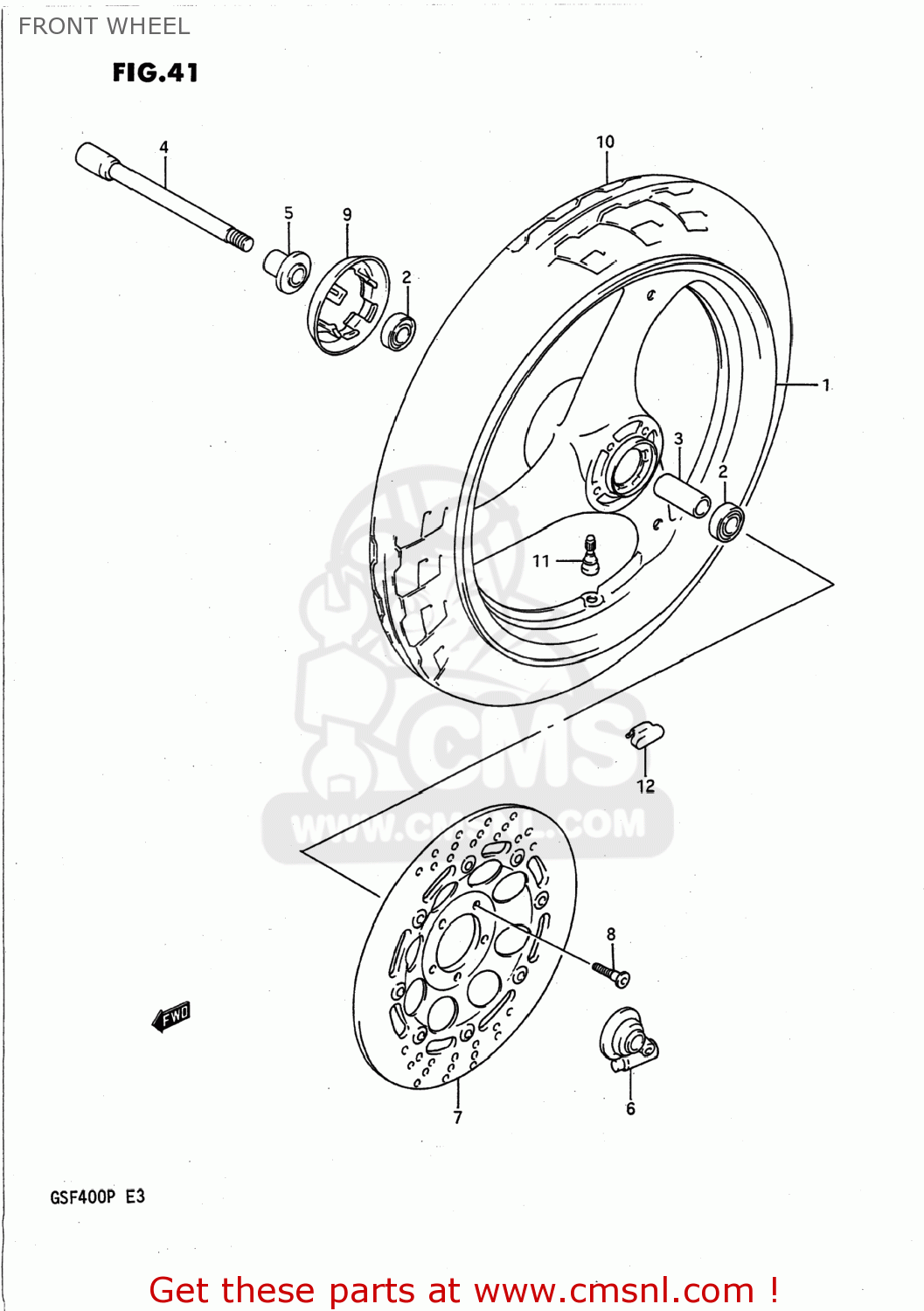 FRONT WHEEL GSF400 BANDIT 1993 (P) USA CALIFORNIA (E03 E33)