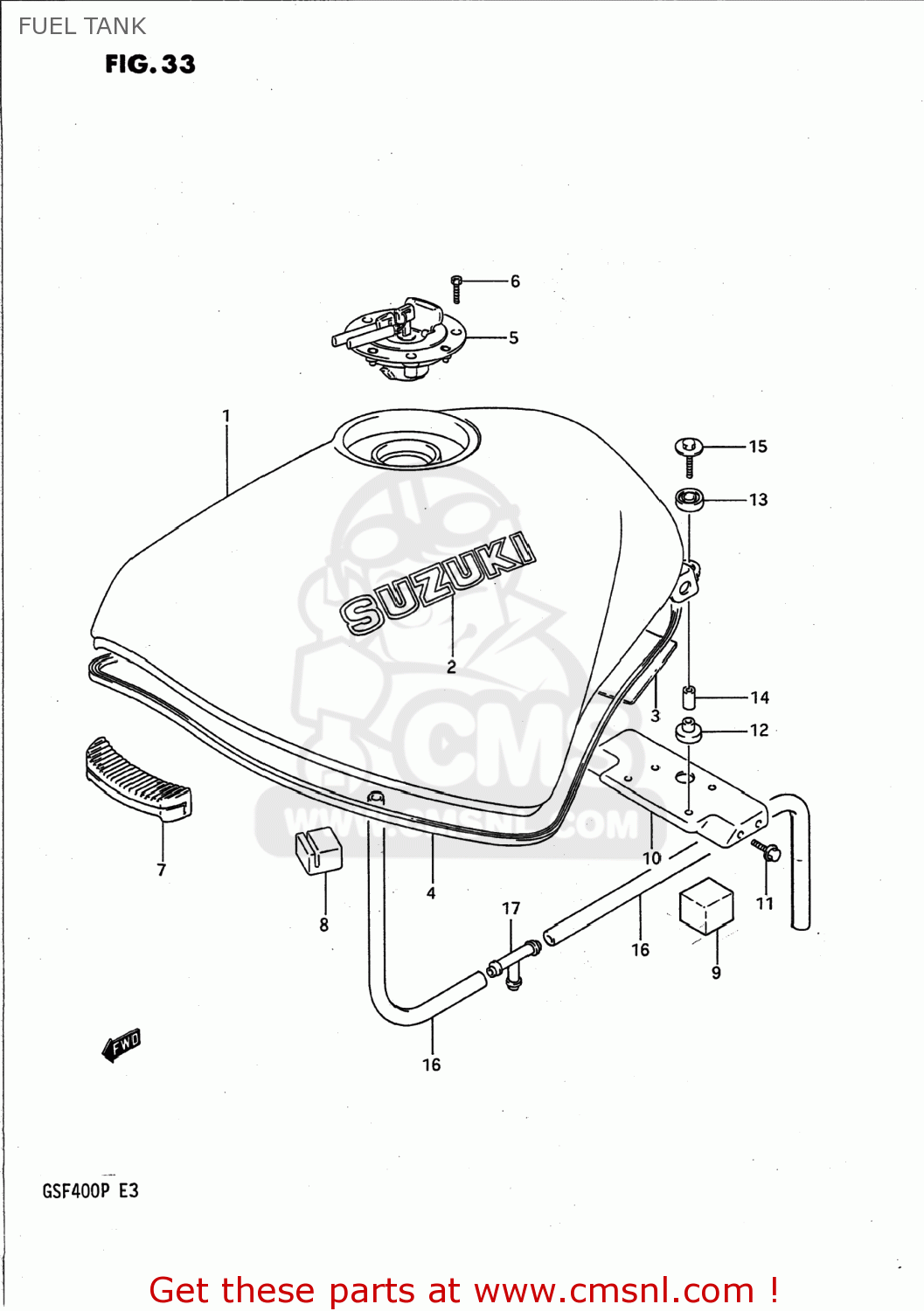 FUEL TANK GSF400 BANDIT 1993 (P) USA CALIFORNIA (E03 E33)