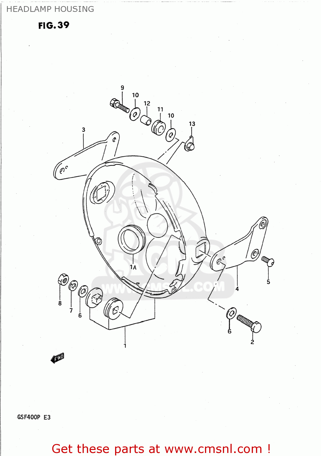 HEADLAMP HOUSING GSF400 BANDIT 1993 (P) USA CALIFORNIA (E03 E33)