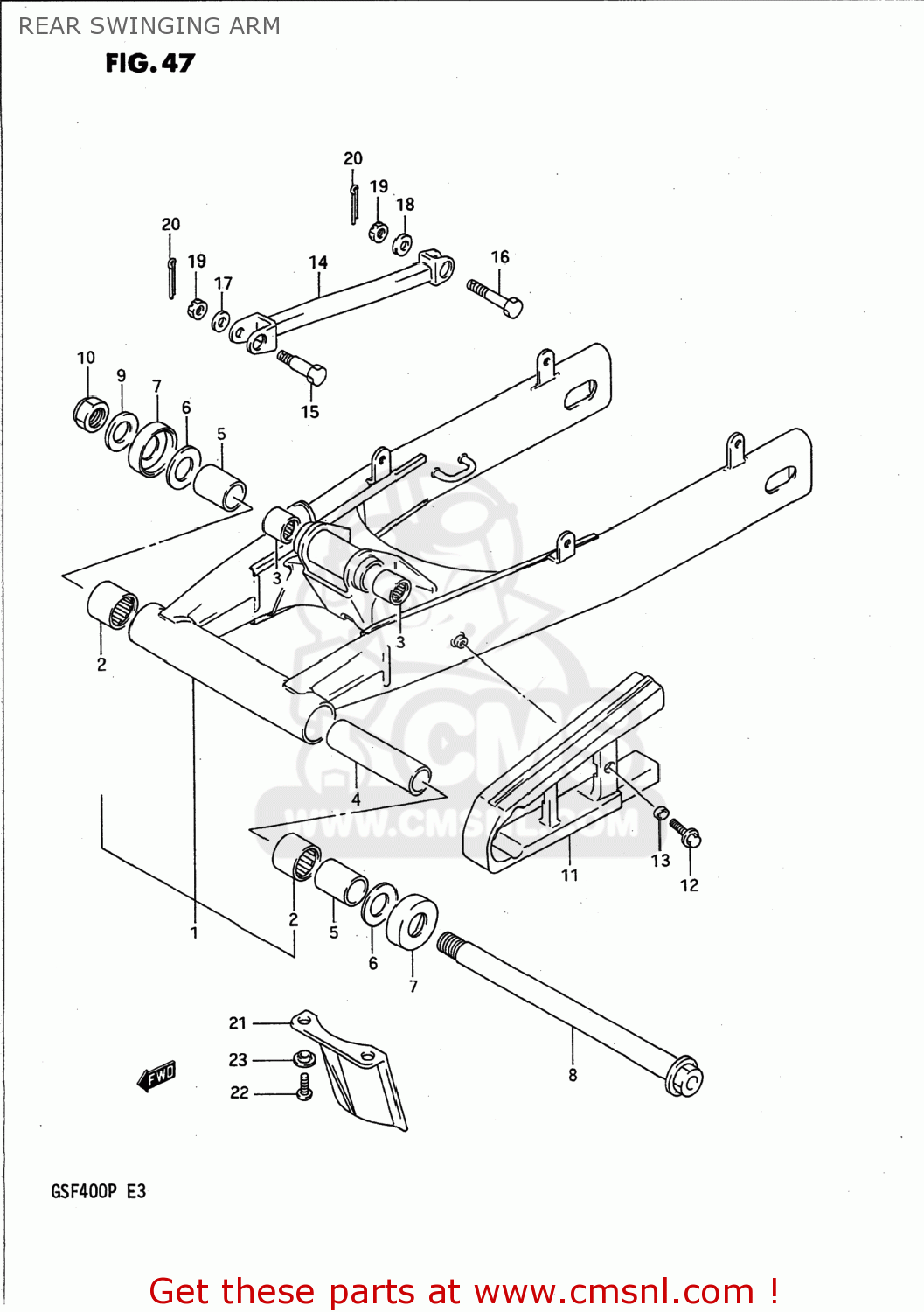 REAR SWINGING ARM GSF400 BANDIT 1993 (P) USA CALIFORNIA (E03 E33)