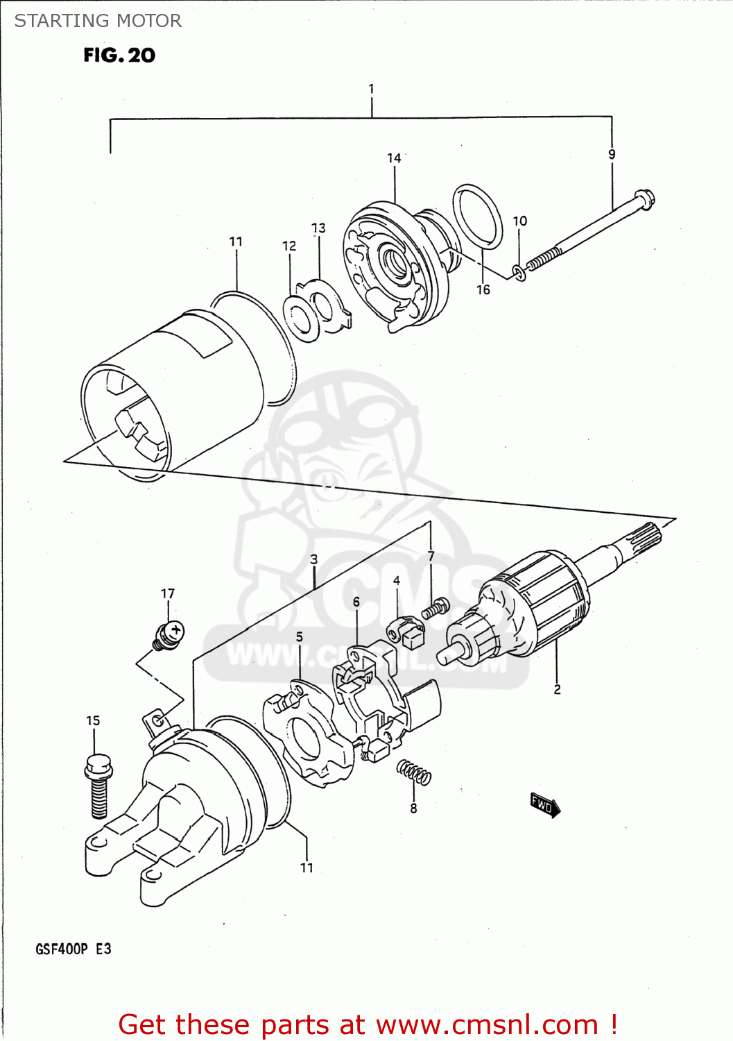 STARTING MOTOR GSF400 BANDIT 1993 (P) USA CALIFORNIA (E03 E33)