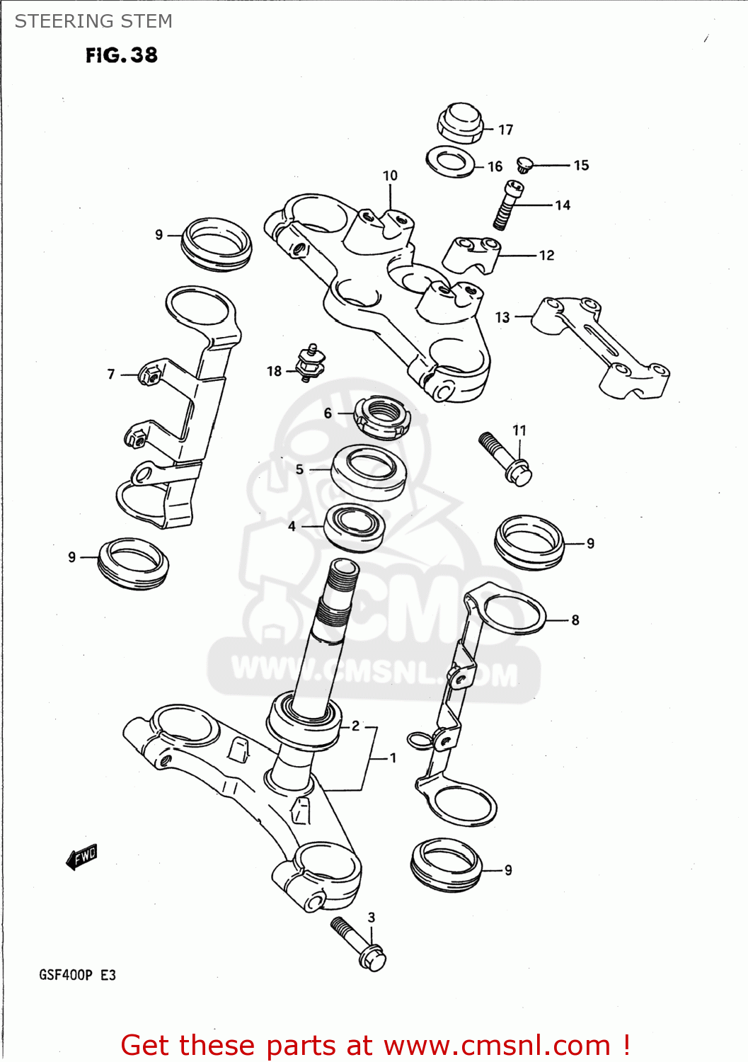 STEERING STEM GSF400 BANDIT 1993 (P) USA CALIFORNIA (E03 E33)