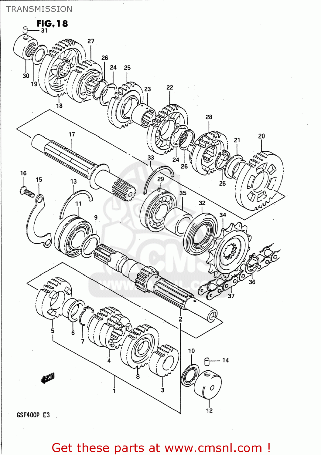 TRANSMISSION GSF400 BANDIT 1993 (P) USA CALIFORNIA (E03 E33)
