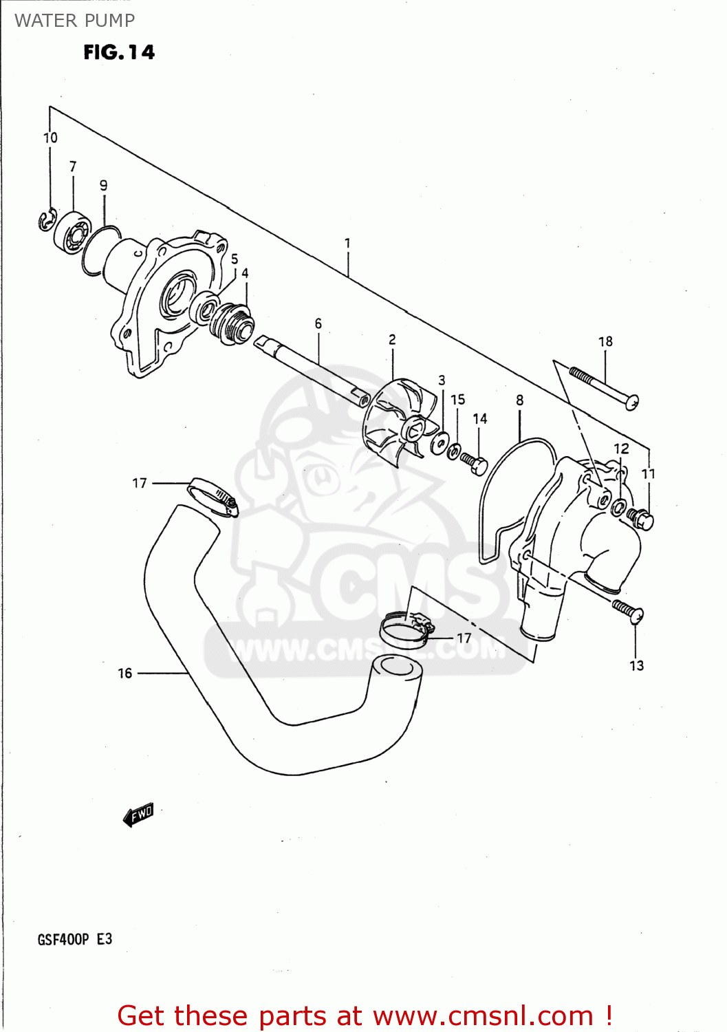 WATER PUMP GSF400 BANDIT 1993 (P) USA CALIFORNIA (E03 E33)