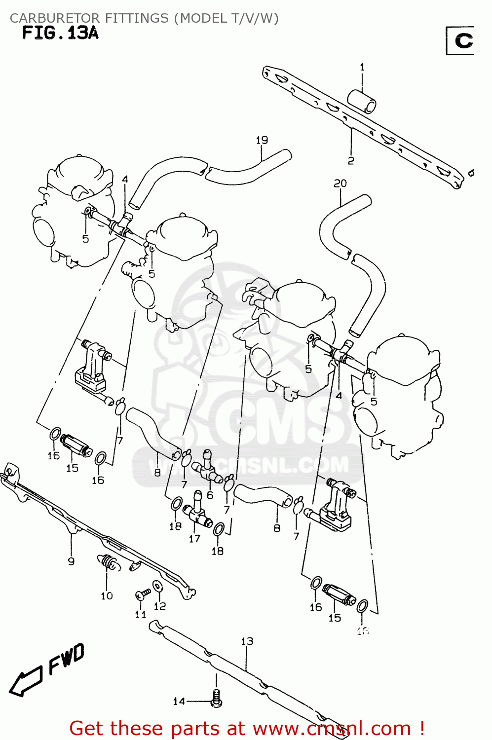 CARBURETOR FITTINGS (MODEL T/V/W) GSF600 1995 (S) (E02 E04 E18 E22 E25 E34)