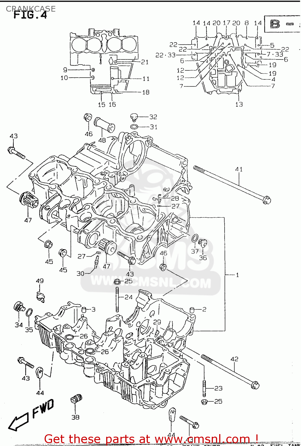 CRANKCASE GSF600 1996 (T) (E02 E04 E17 E18 E22 E25 E34)