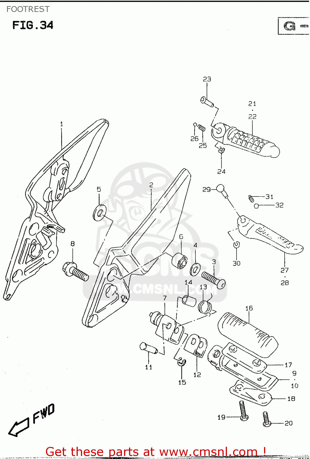FOOTREST GSF600 1998 (W) (E02 E04 E17 E18 E22 E25 E34)