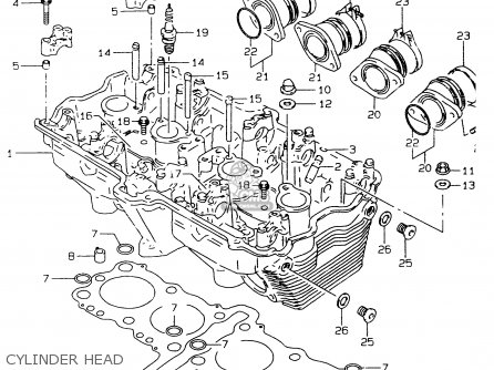 CYLINDER HEAD - GSF600 1998 (W) (E02 E04 E17 E18 E22 E25 E34)