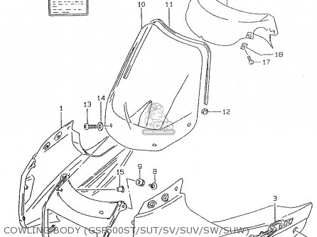 COWLING BODY (GSF600ST/SUT/SV/SUV/SW/SUW) - GSF600 1998 (W) (E02 E04 E17 E18 E22 E25 E34)