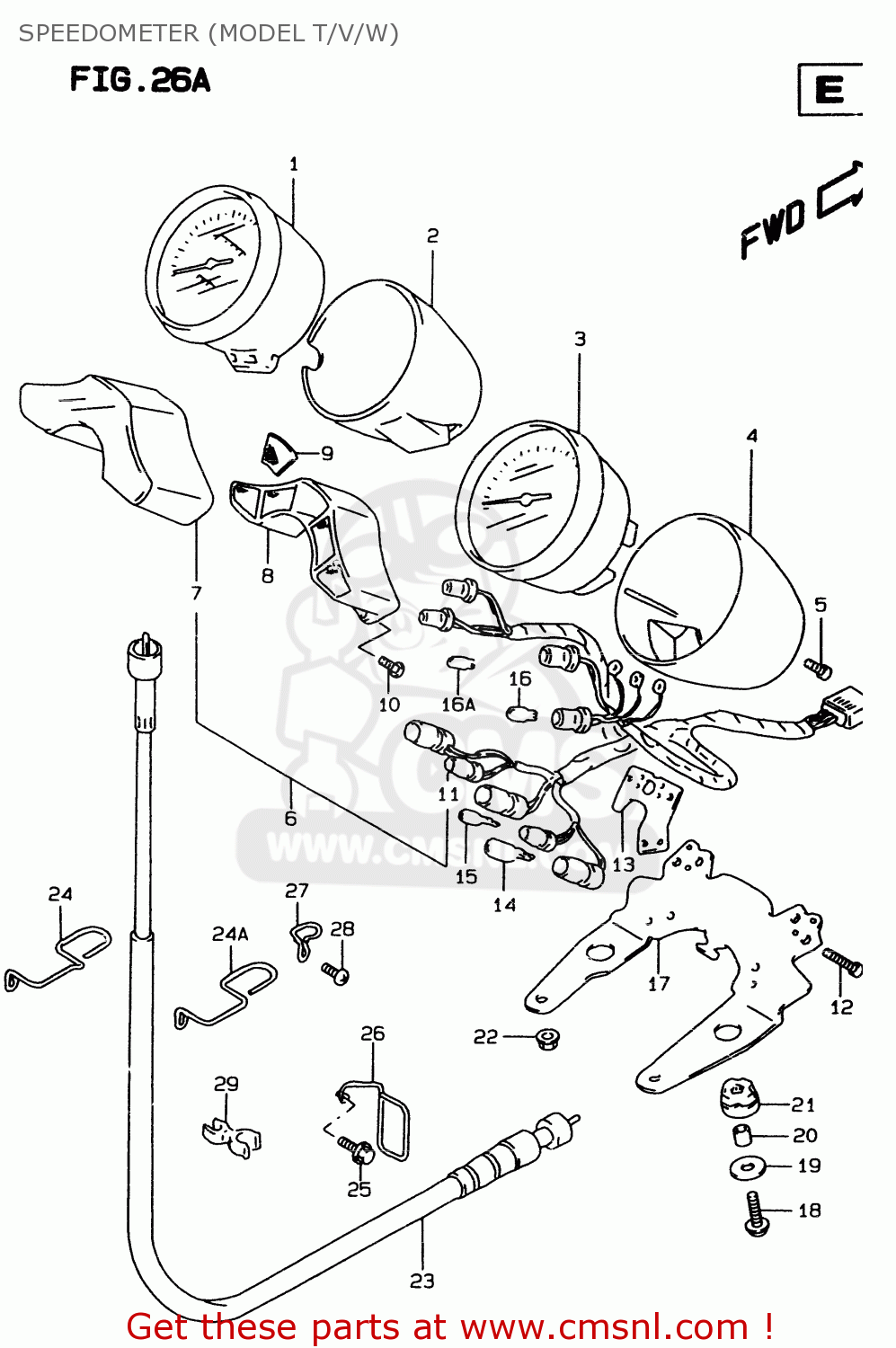 SPEEDOMETER (MODEL T/V/W) GSF600S 1996 (T) (E02 E04 E17 E18 E22 E24 E25 E34)