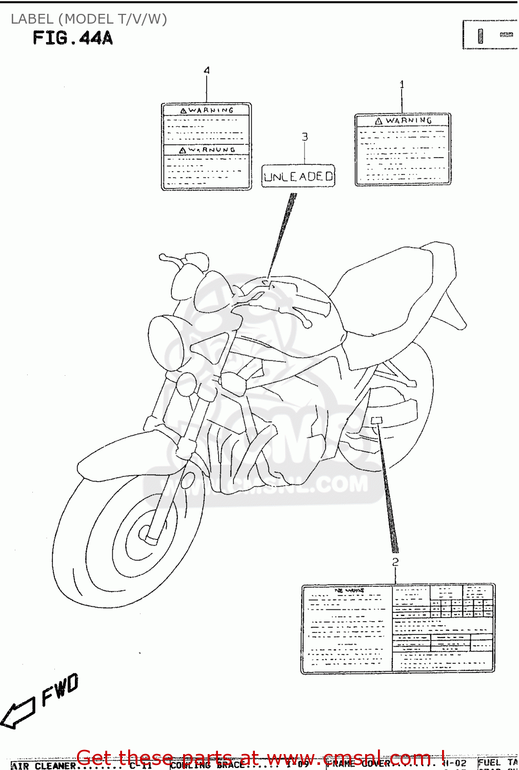 LABEL (MODEL T/V/W) GSF600S 1996 (T) (E02 E04 E17 E18 E22 E24 E25 E34)