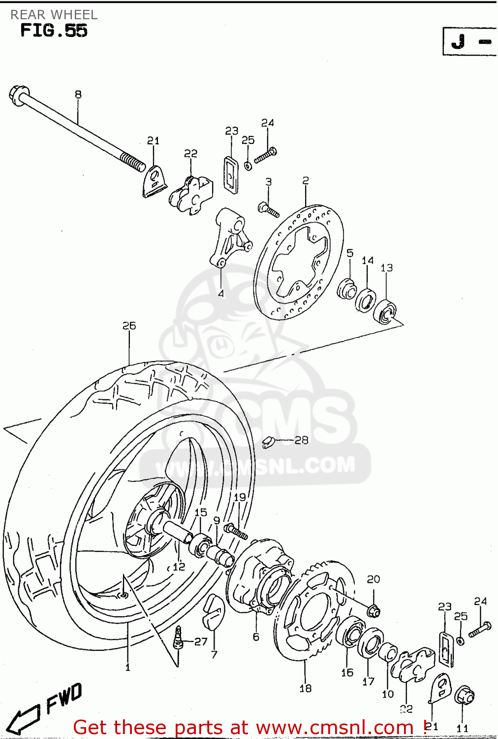 REAR WHEEL GSF600S 1996 (T) (E02 E04 E17 E18 E22 E24 E25 E34)