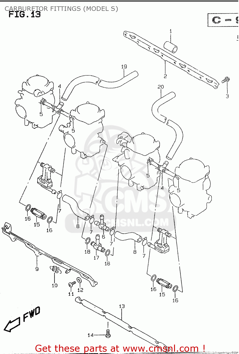 CARBURETOR FITTINGS (MODEL S) GSF600S 1997 (V) (E02 E04 E17 E18 E22 E24 E25 E34)