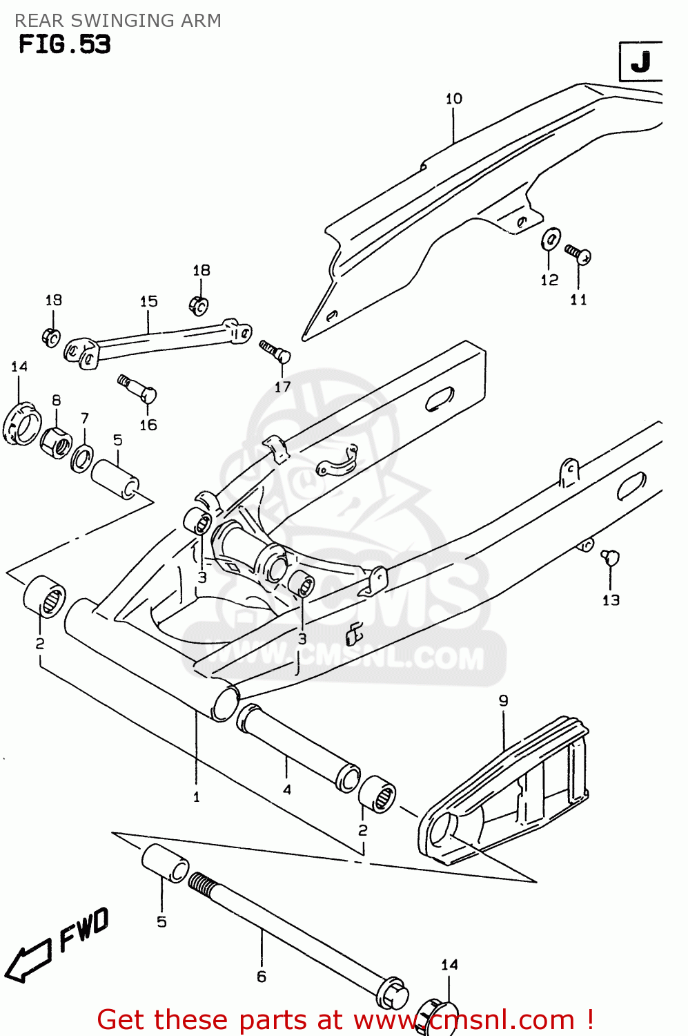 REAR SWINGING ARM GSF600S 1999 (X) (E02 E04 E17 E18 E22 E24 E25 E34)
