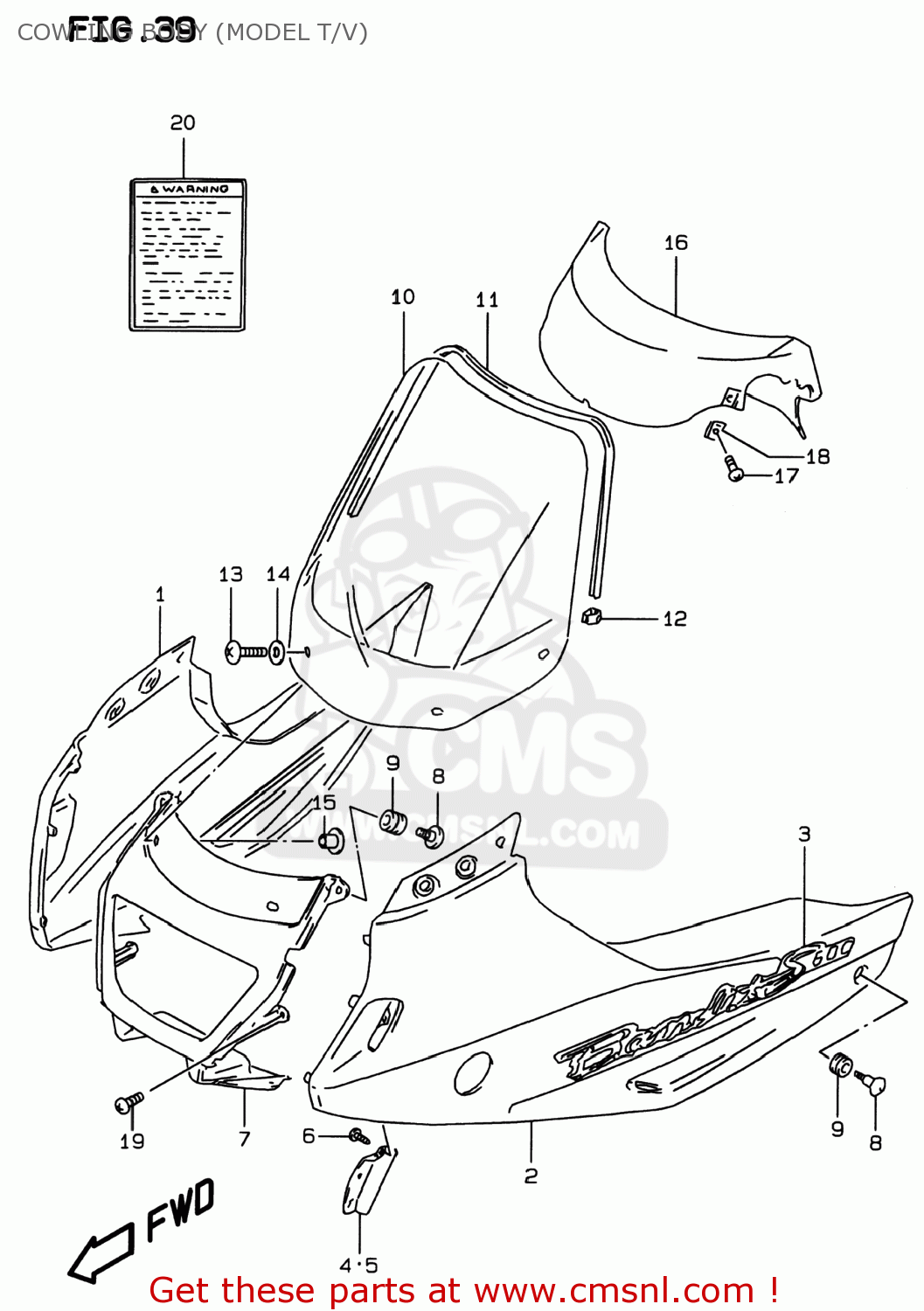 COWLING BODY (MODEL T/V) GSF600S BANDIT 1996 (T) USA (E03)
