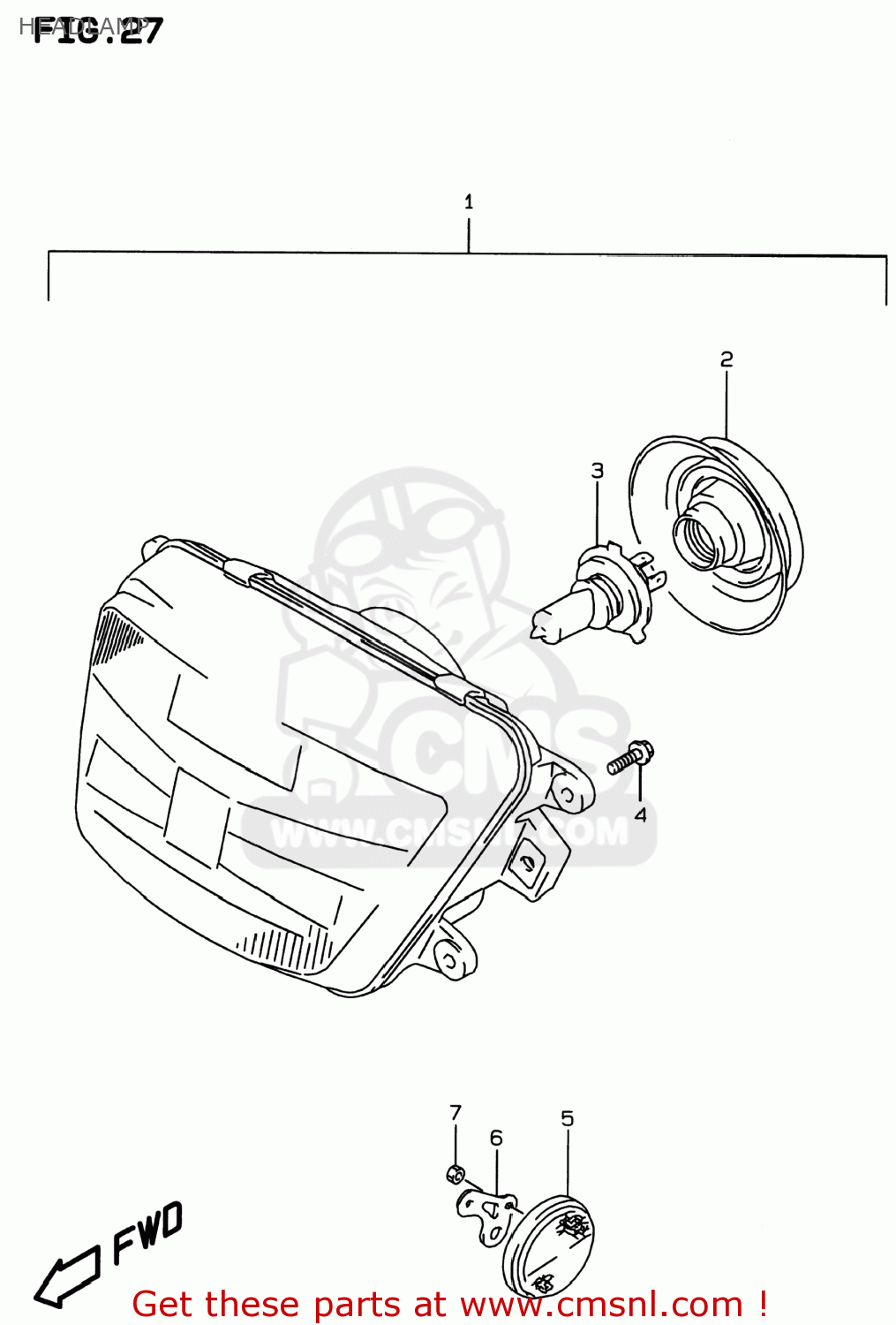 HEADLAMP GSF600S BANDIT 1996 (T) USA (E03)