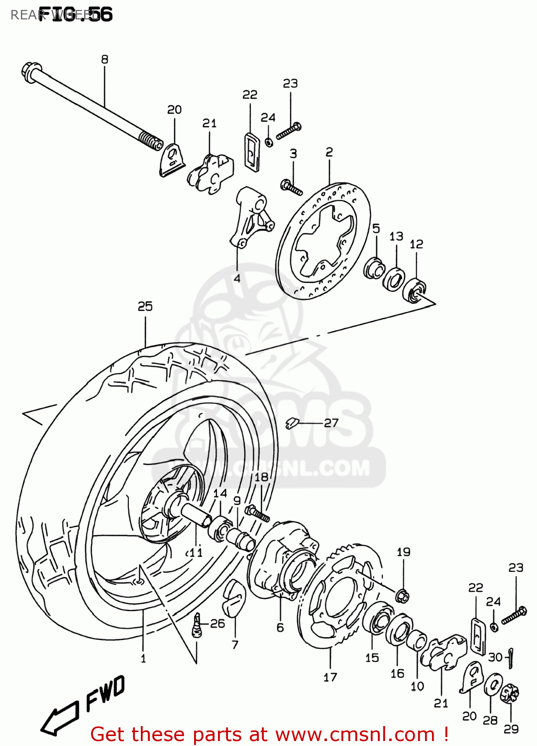 REAR WHEEL GSF600S BANDIT 1996 (T) USA (E03)
