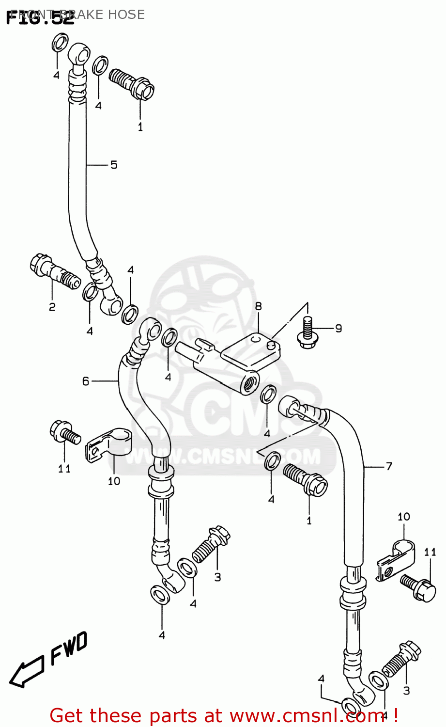 FRONT BRAKE HOSE GSF600S BANDIT 1997 (V) USA (E03)