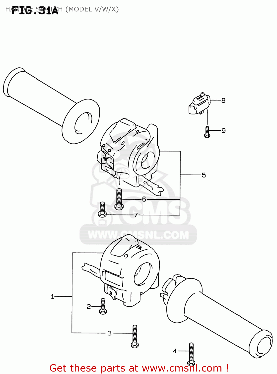 HANDLE SWITCH (MODEL V/W/X) GSF600S BANDIT 1997 (V) USA (E03)