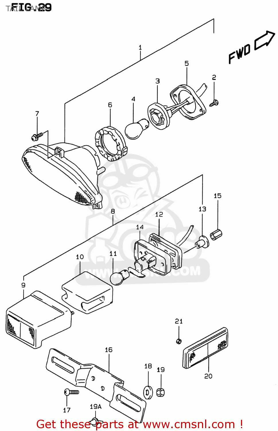 TAIL LAMP GSF600S BANDIT 1997 (V) USA (E03)