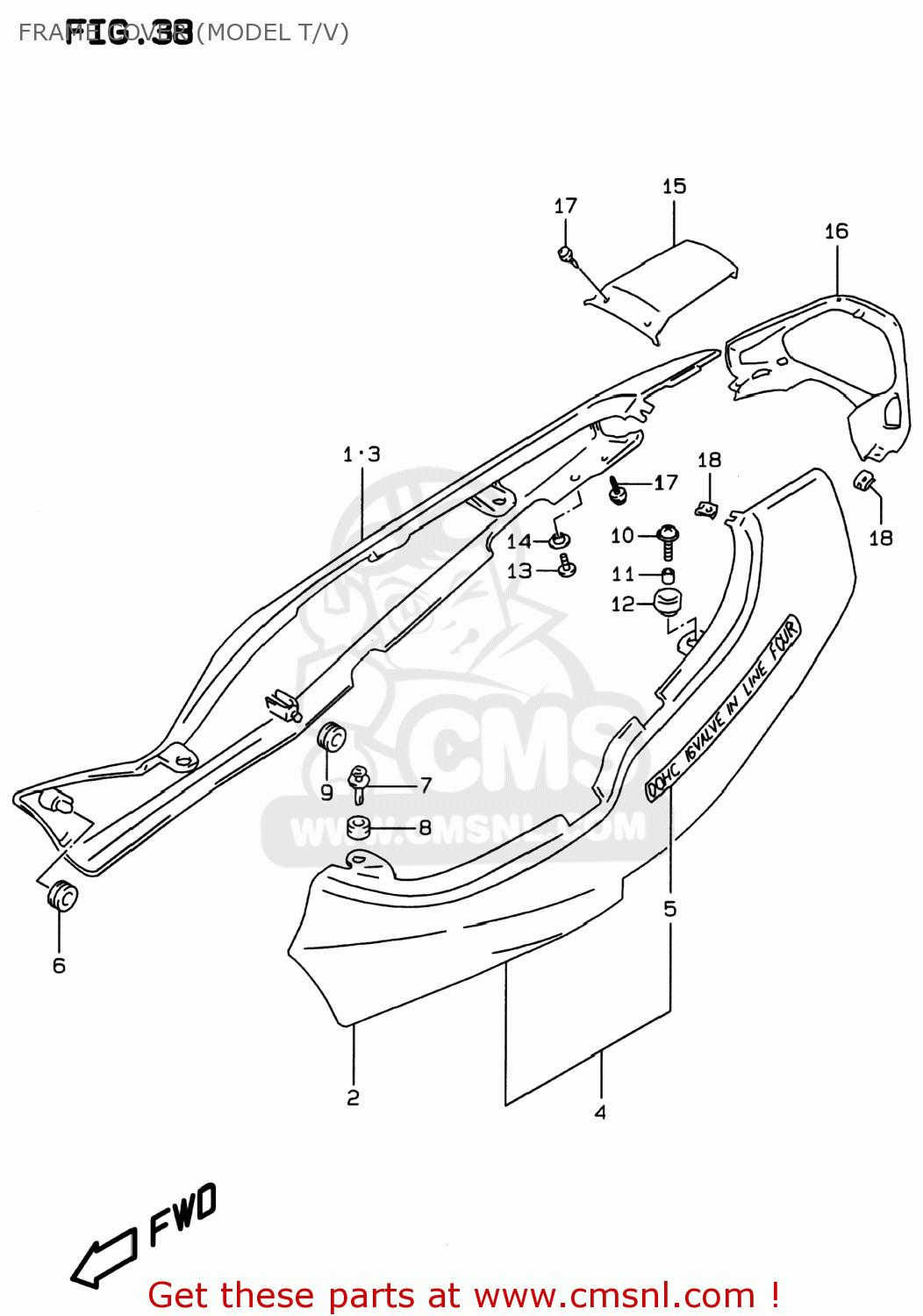 FRAME COVER (MODEL T/V) GSF600S BANDIT 1999 (X) USA (E03)