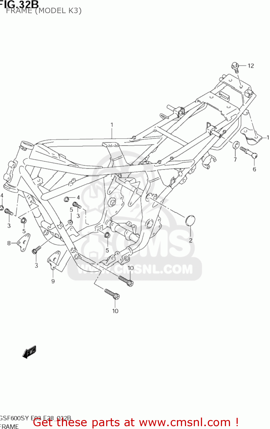 FRAME (MODEL K3) GSF600S BANDIT 2000 (Y) USA (E03)