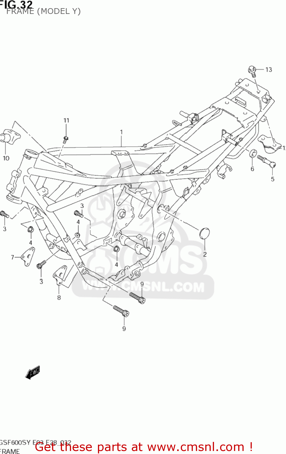FRAME (MODEL Y) GSF600S BANDIT 2000 (Y) USA (E03)