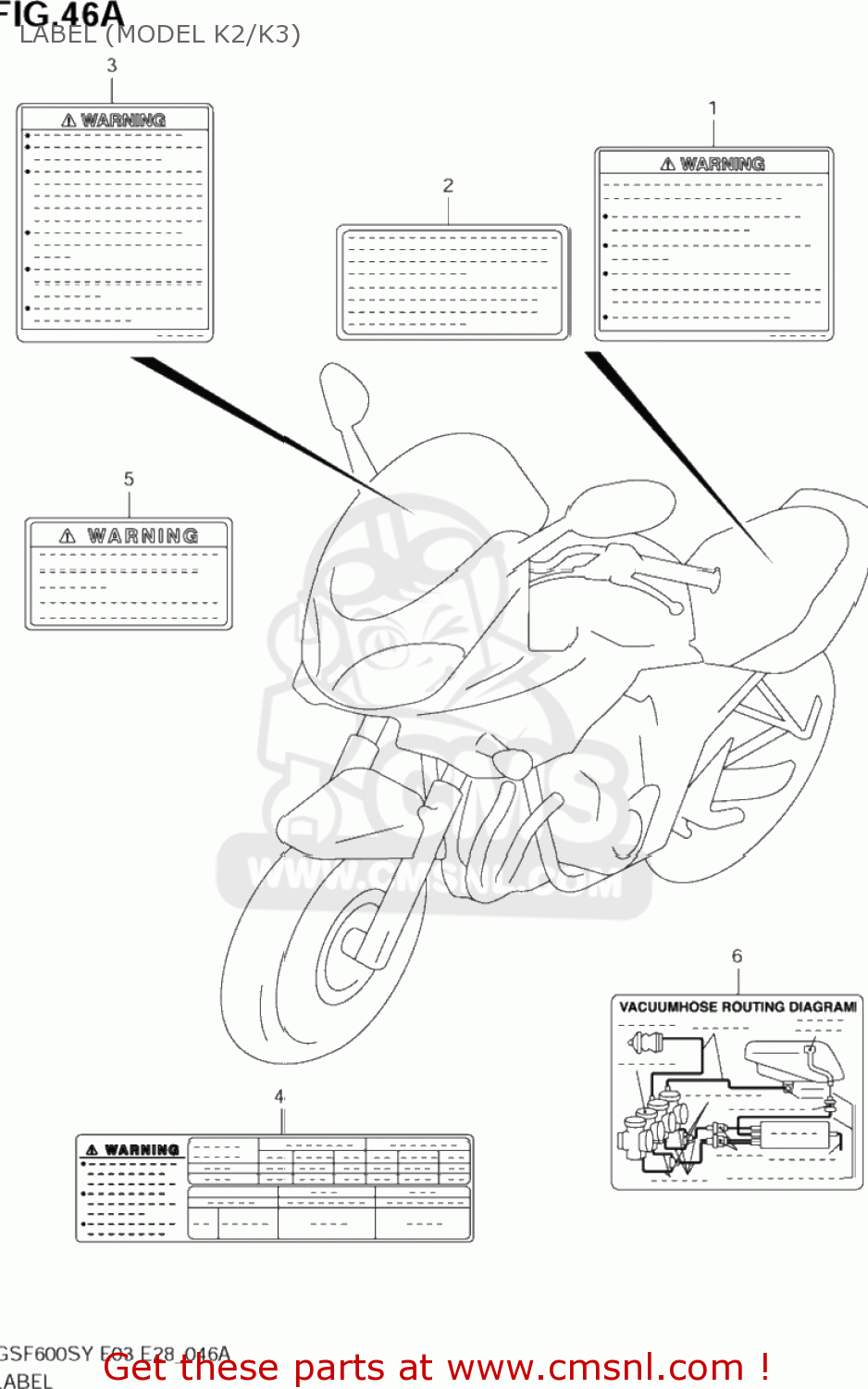 LABEL (MODEL K2/K3) GSF600S BANDIT 2000 (Y) USA (E03)
