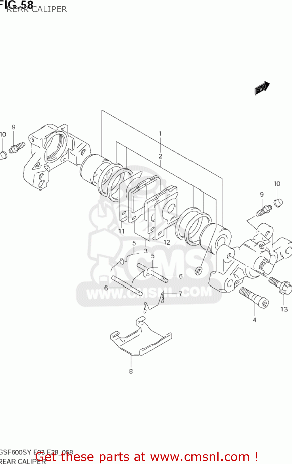 REAR CALIPER GSF600S BANDIT 2000 (Y) USA (E03)