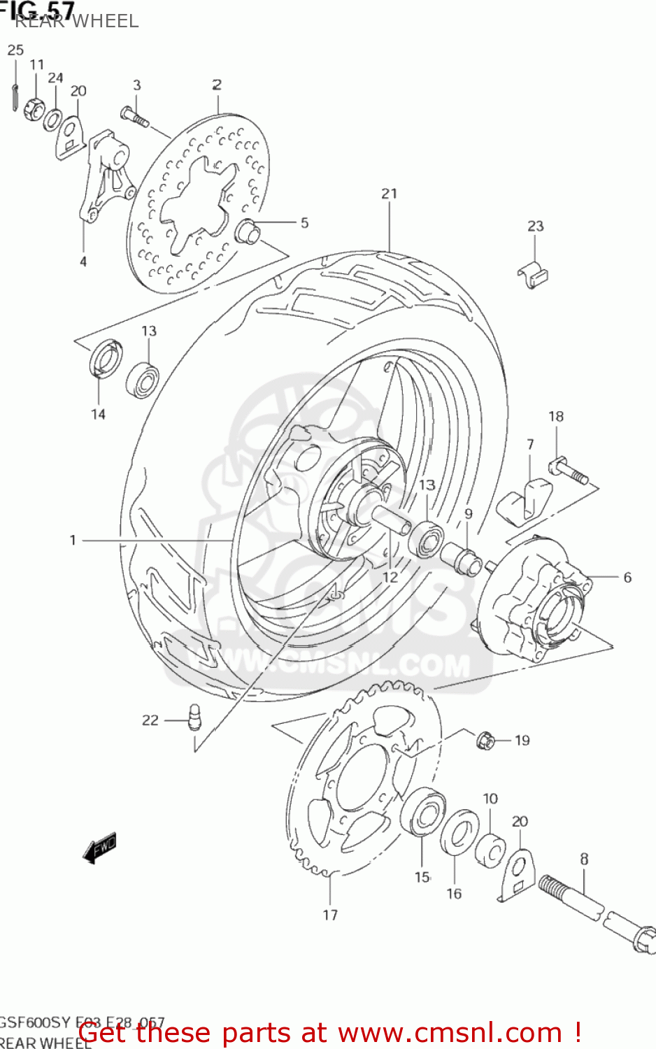 REAR WHEEL GSF600S BANDIT 2000 (Y) USA (E03)