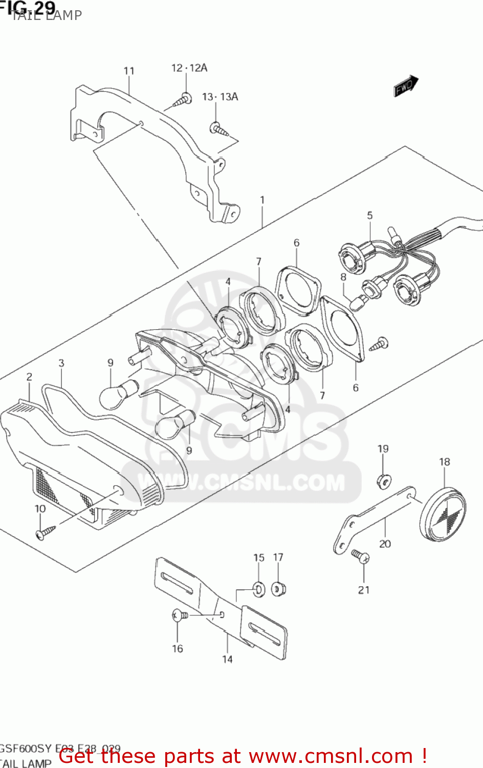 TAIL LAMP GSF600S BANDIT 2000 (Y) USA (E03)