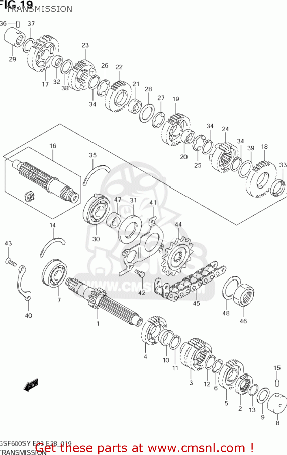 TRANSMISSION GSF600S BANDIT 2000 (Y) USA (E03)