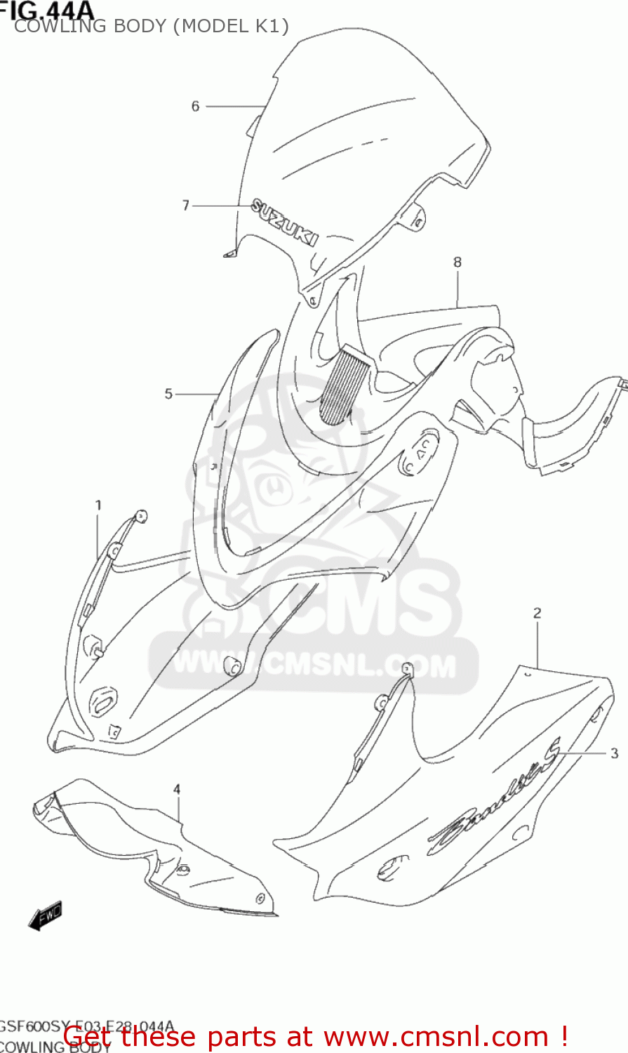COWLING BODY (MODEL K1) GSF600S BANDIT 2001 (K1) USA (E03)