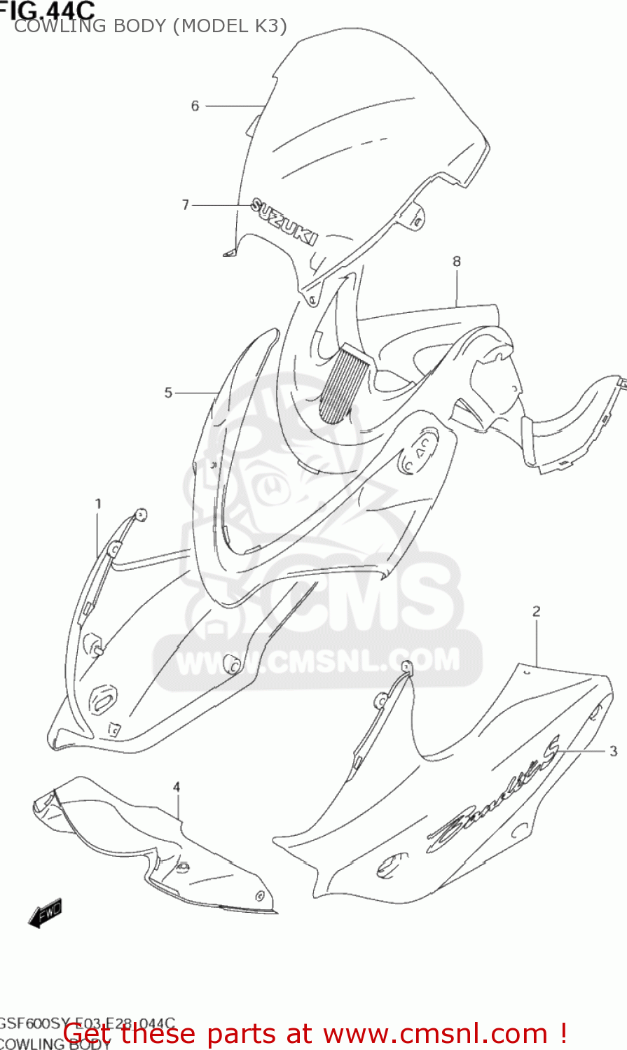 COWLING BODY (MODEL K3) GSF600S BANDIT 2001 (K1) USA (E03)