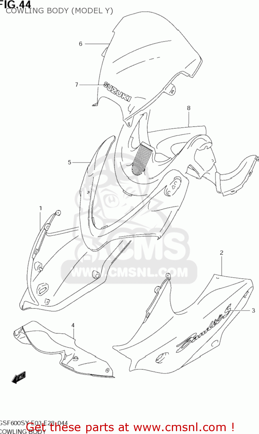 COWLING BODY (MODEL Y) GSF600S BANDIT 2001 (K1) USA (E03)