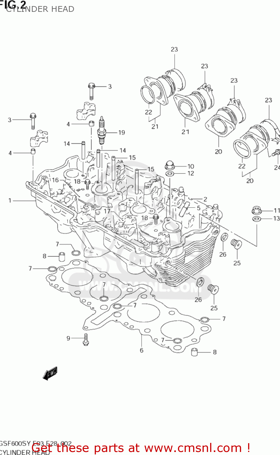 CYLINDER HEAD GSF600S BANDIT 2001 (K1) USA (E03)