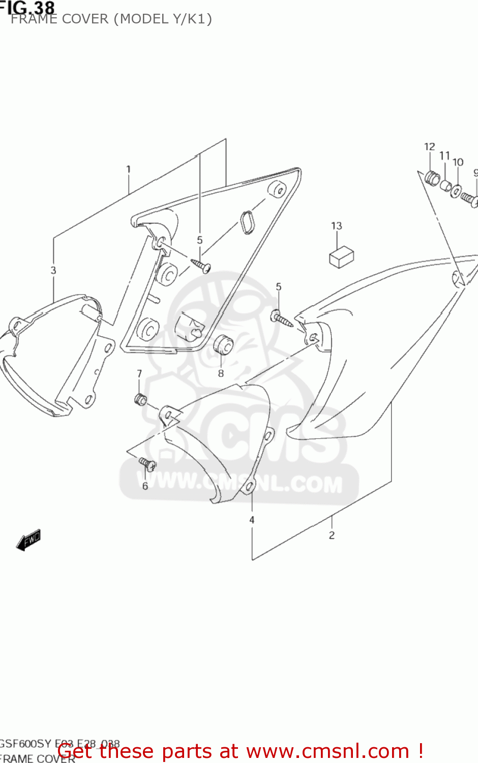 FRAME COVER (MODEL Y/K1) GSF600S BANDIT 2001 (K1) USA (E03)