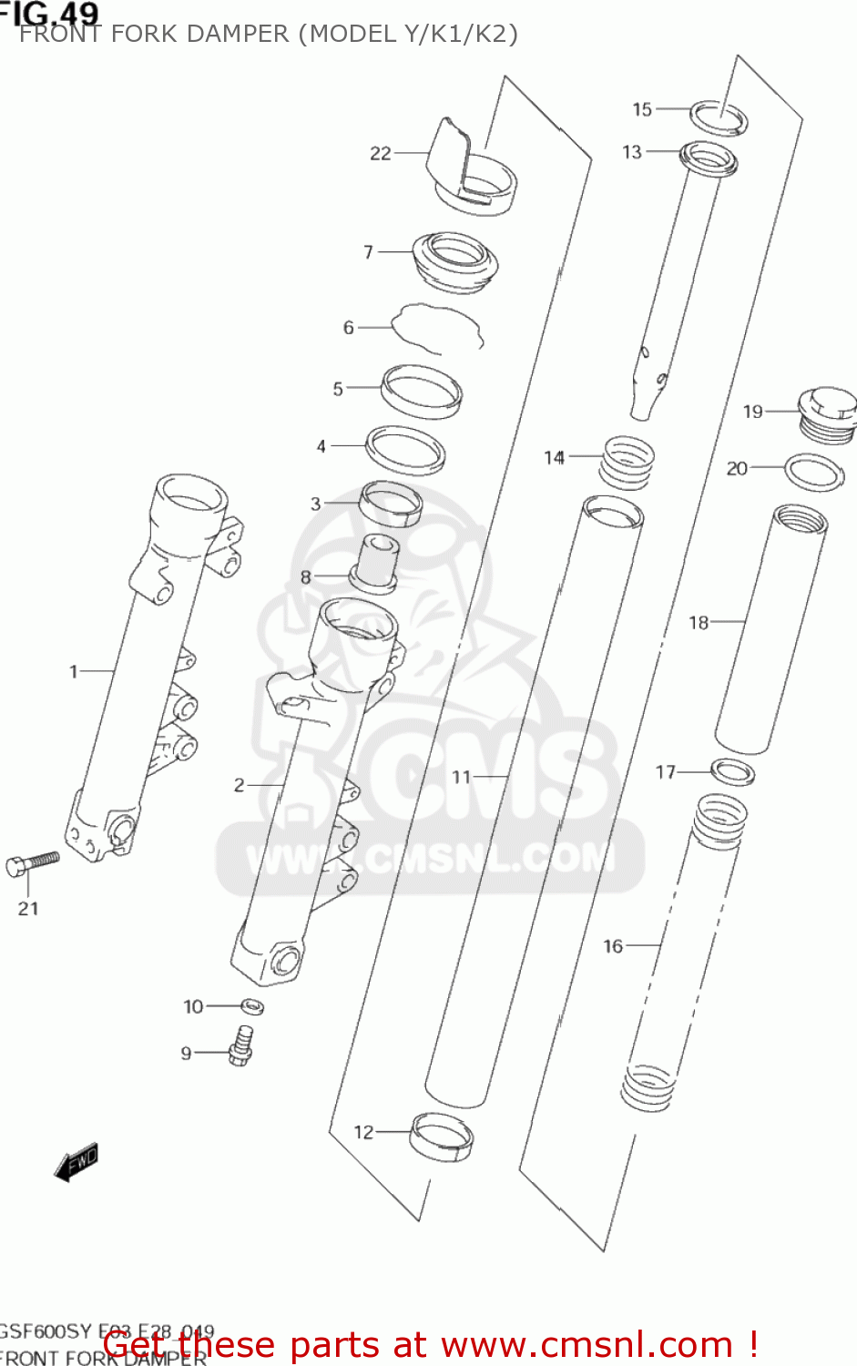 FRONT FORK DAMPER (MODEL Y/K1/K2) GSF600S BANDIT 2001 (K1) USA (E03)