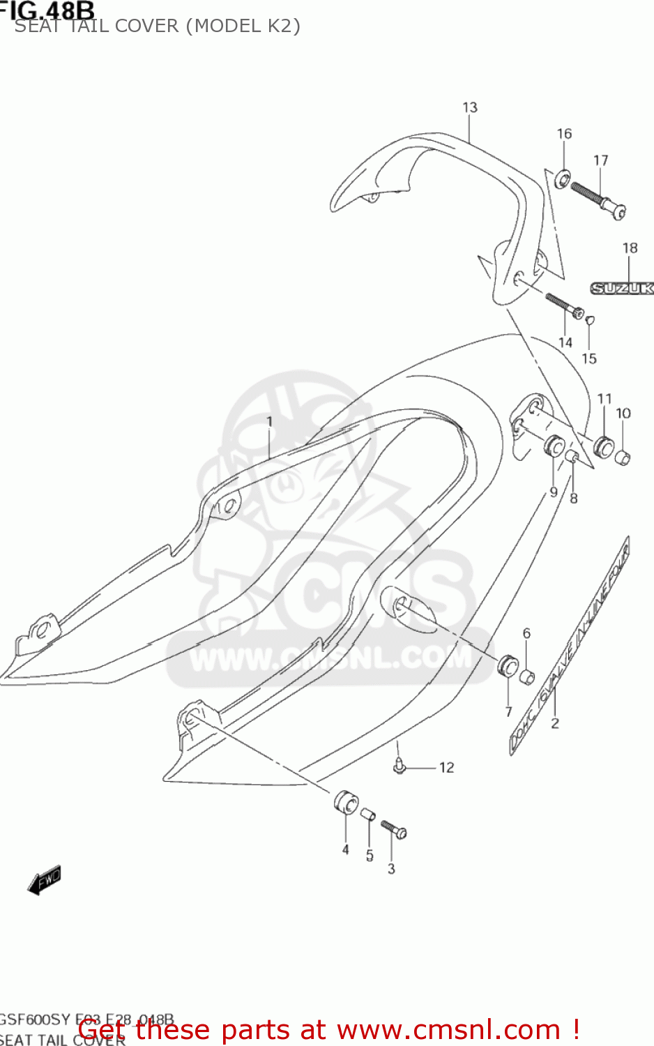 SEAT TAIL COVER (MODEL K2) GSF600S BANDIT 2001 (K1) USA (E03)